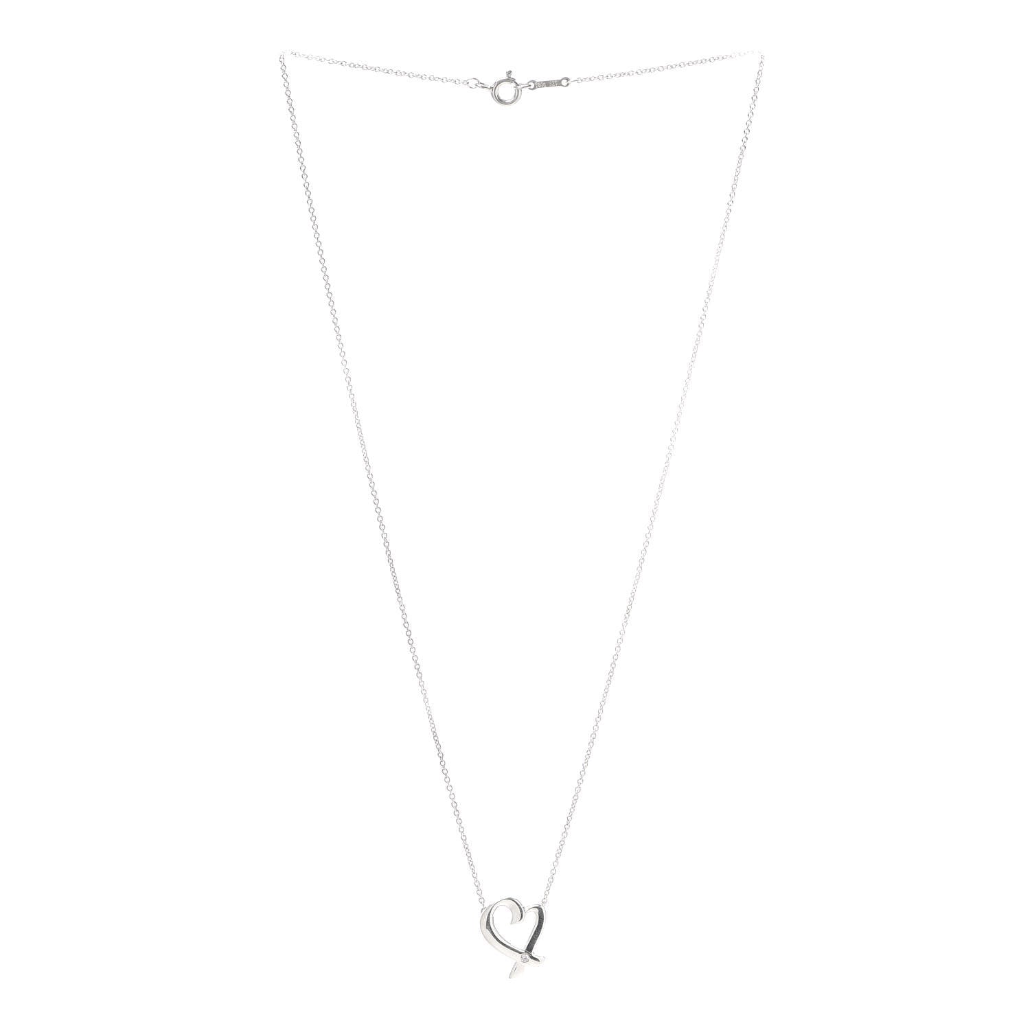 Tiffany Sterling Silver Diamond Paloma Picasso Loving Heart Necklace 3 of 5
