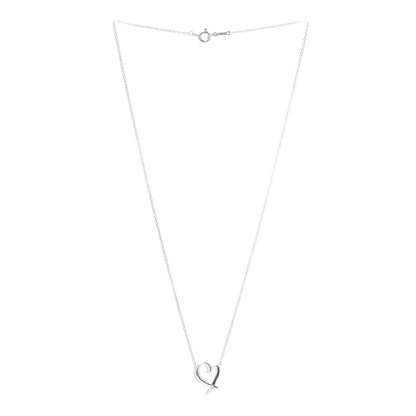 Tiffany Sterling Silver Diamond Paloma Picasso Loving Heart Necklace 3 of 5