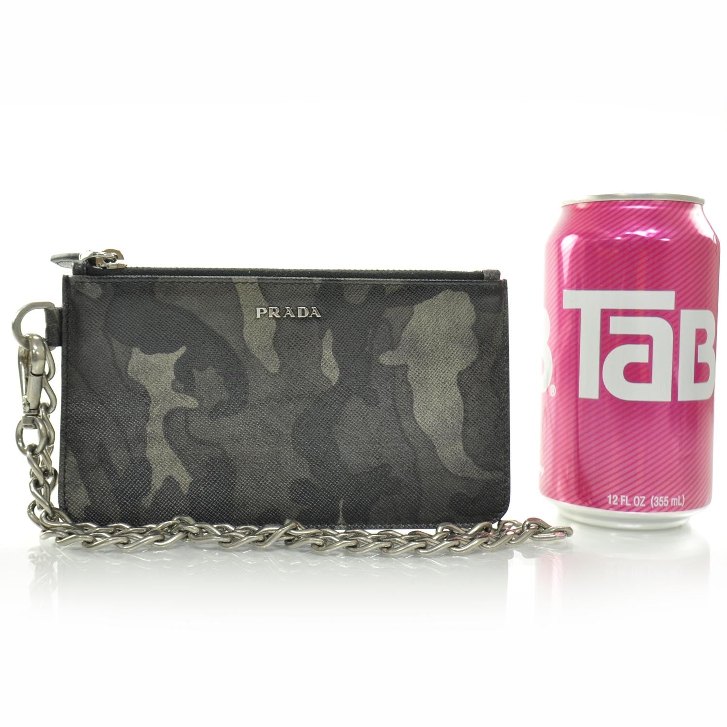 Prada Saffiano Camouflage Pouch Key Chain Fumo 2 of 8