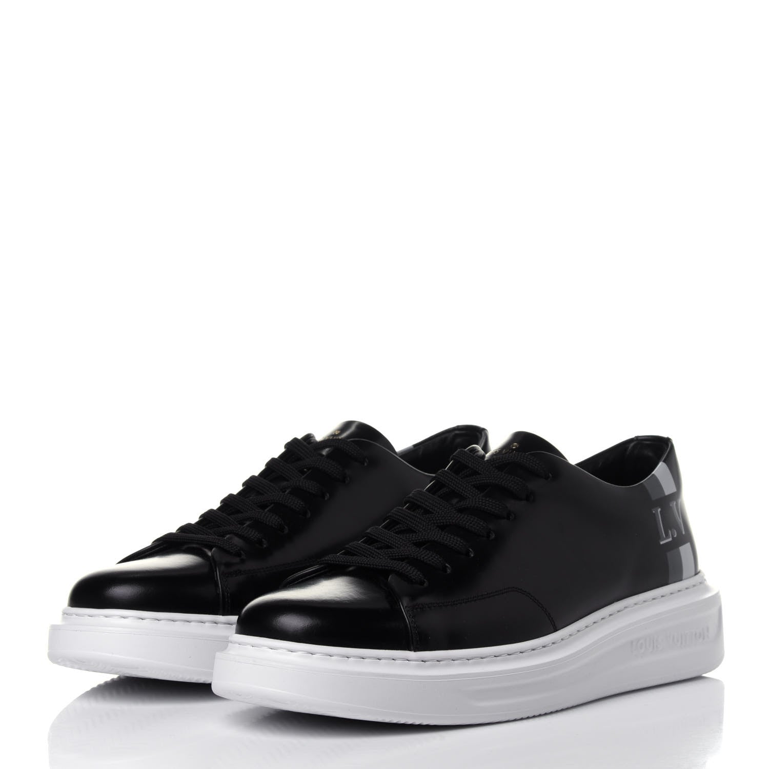 Louis Vuitton Glazed Calfskin Mens Beverly Hills Sneakers 5.5 Black 3 of 11