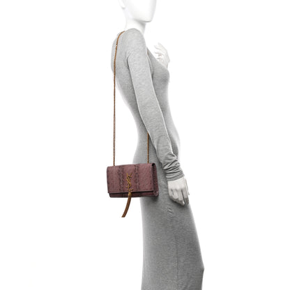 Saint Laurent Snakeskin Small Classic Monogram Kate Tassel Satchel Rose Brown 2 of 11