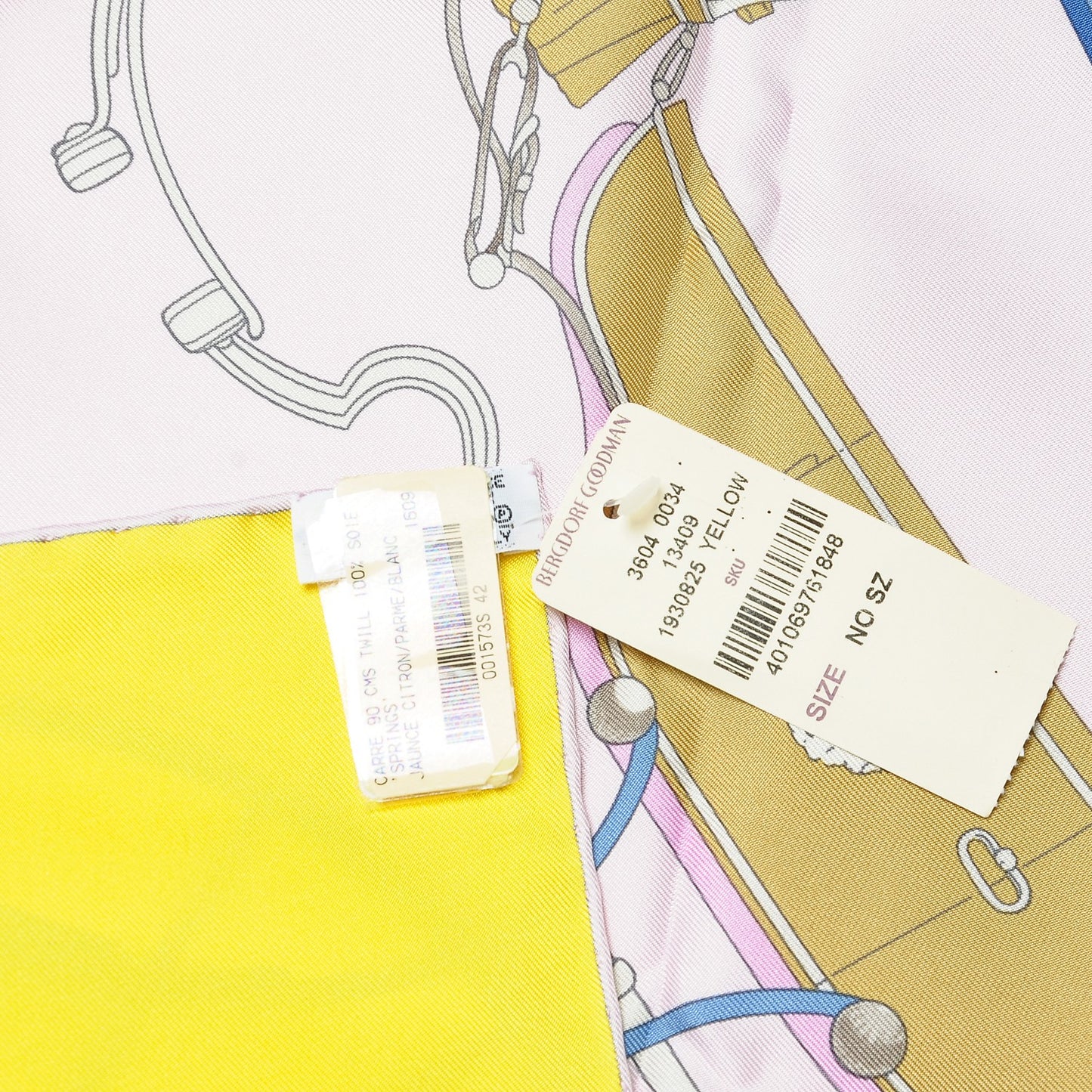 Silk Springs Scarf 90 Jaune Citron Parme Blanc