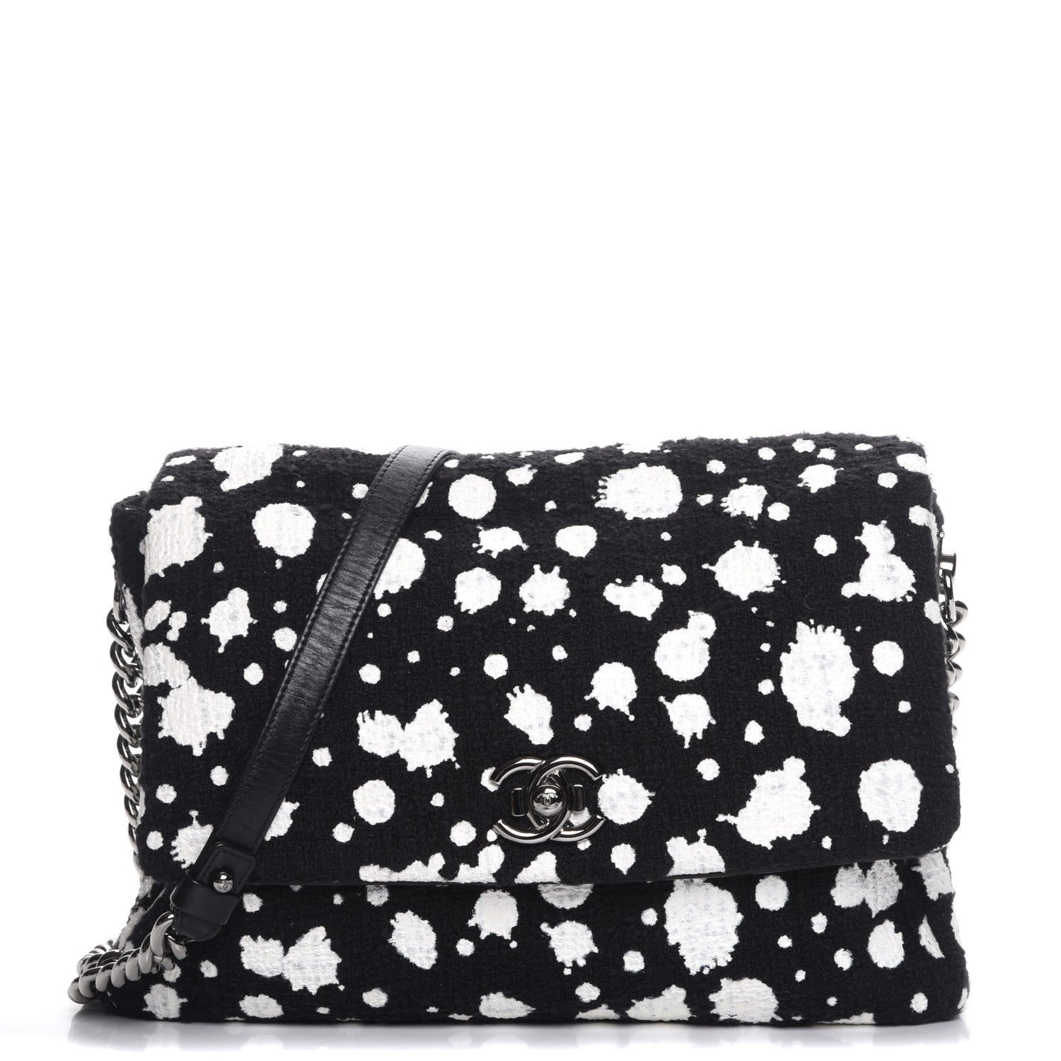 Chanel Painted Tweed Messenger Flap Bag Black 1 of 7