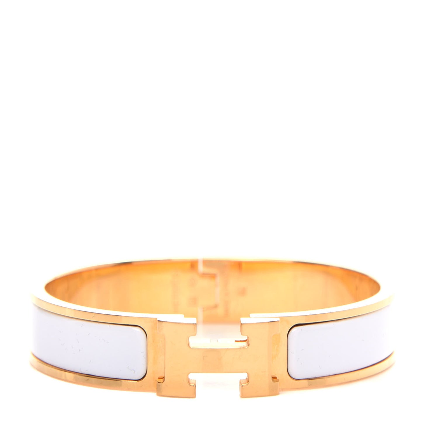 Enamel Narrow Clic Clac H Bracelet PM White