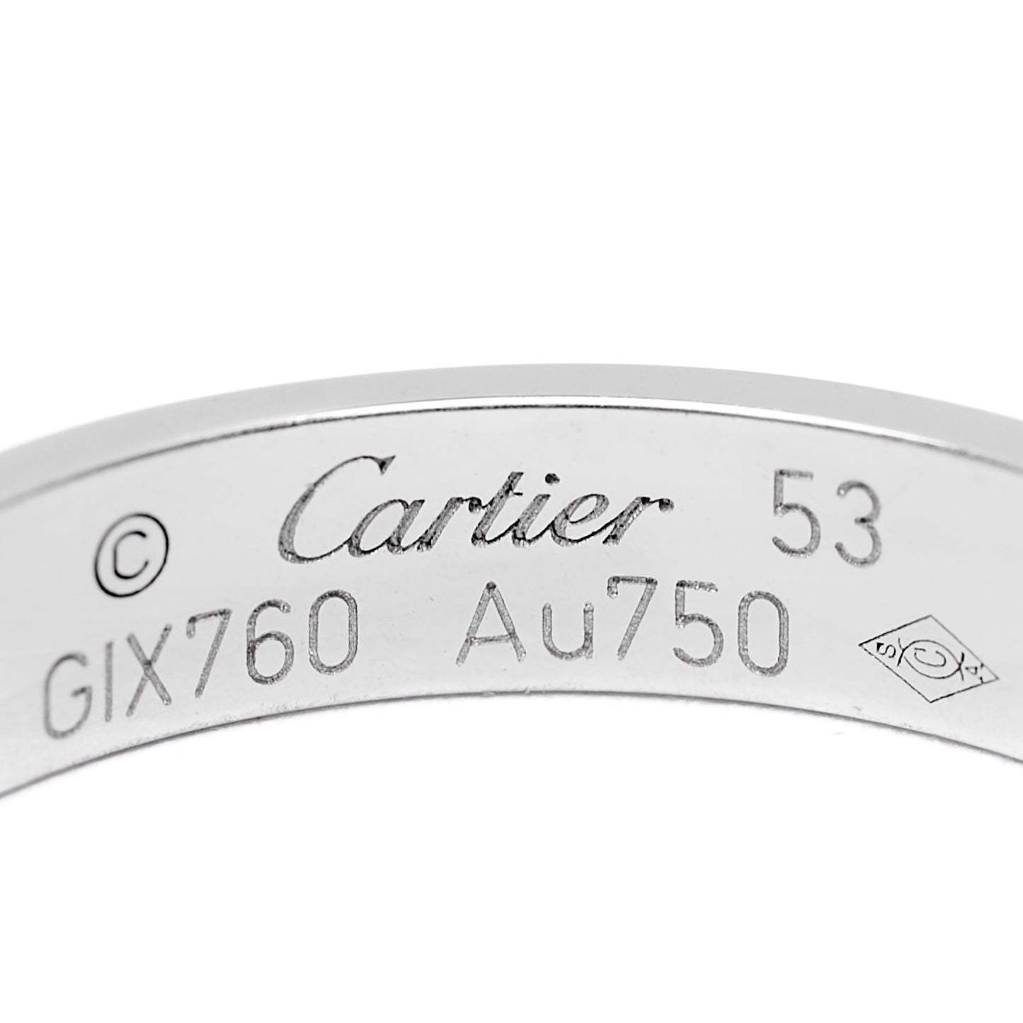18K White Gold 3.5mm LOVE Wedding Band Ring 53 6.25