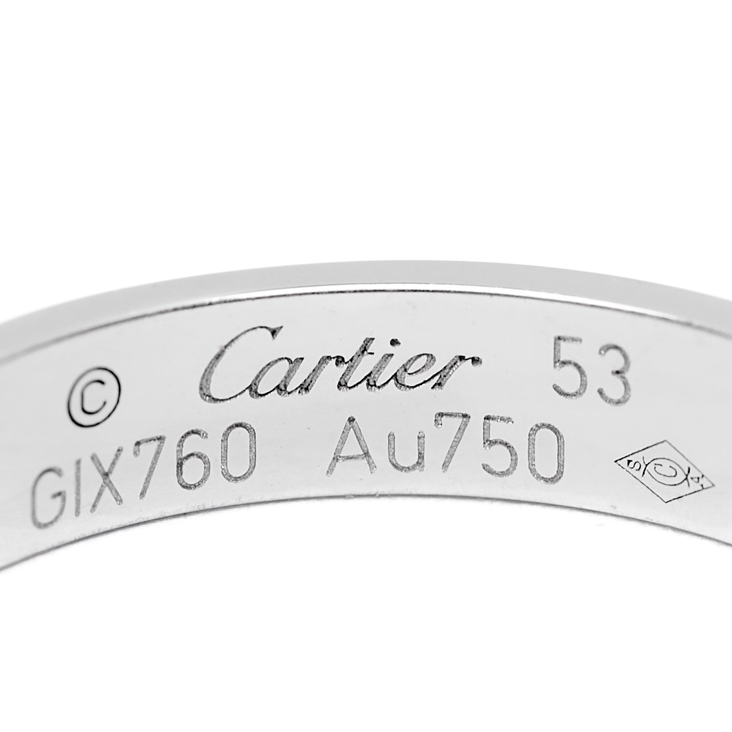 Cartier 18K White Gold 3.5mm LOVE Wedding Band Ring 53 6.25 4 of 5