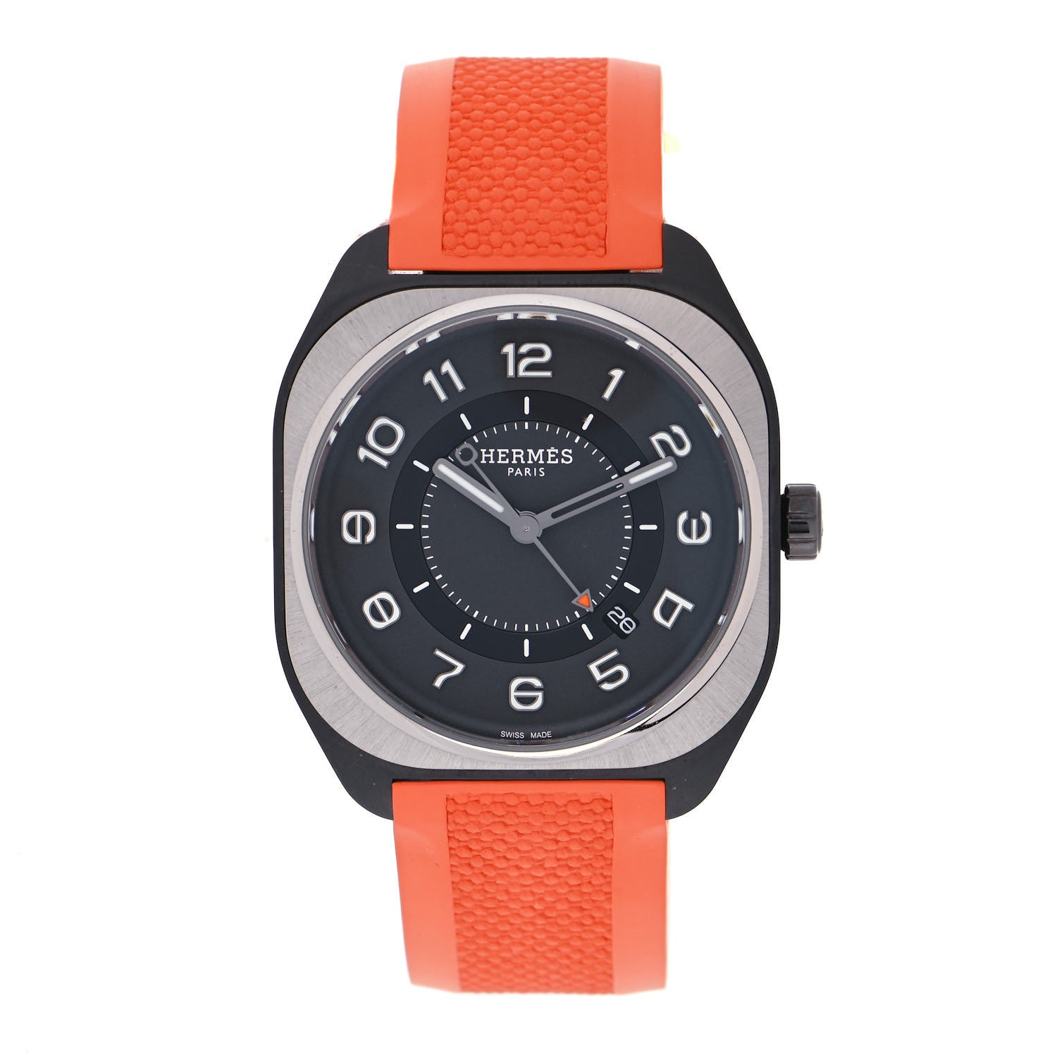 Hermes DLC Coated Titanium Rubber 39mm H08 Automatic Watch Orange 1 of 5