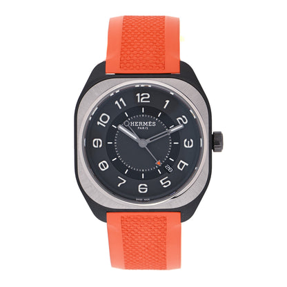 Hermes DLC Coated Titanium Rubber 39mm H08 Automatic Watch Orange 1 of 5