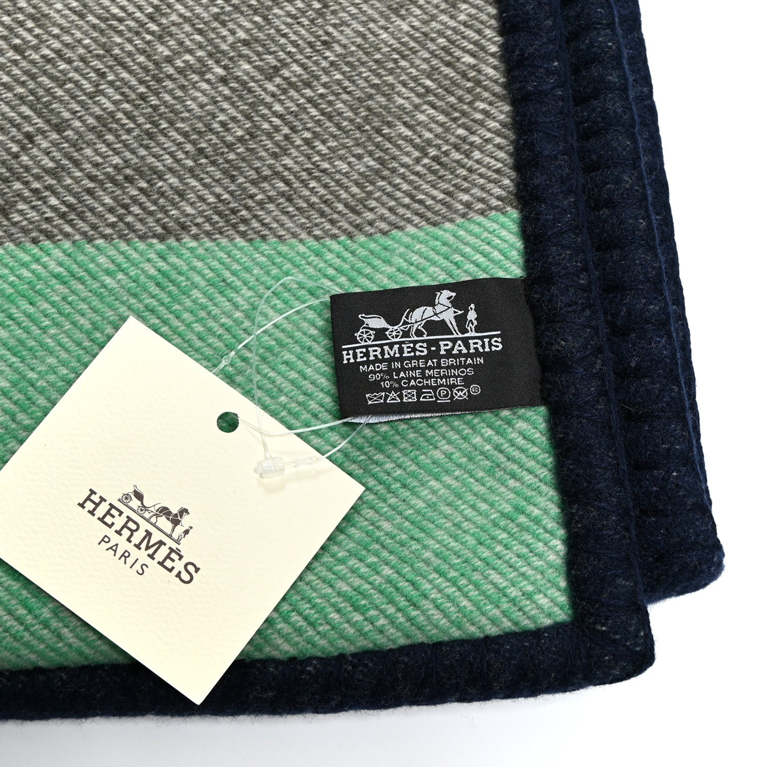 Hermes Wool Cashmere Avalon Enigmatic Blanket Navy 4 of 5