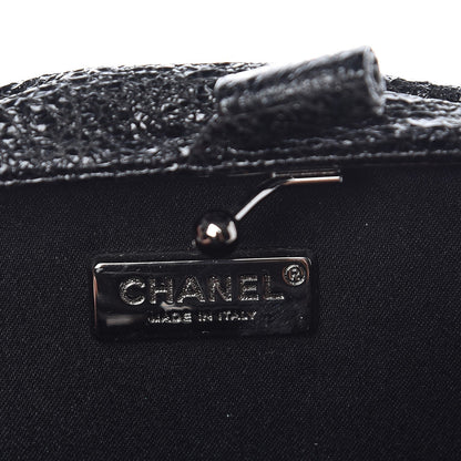 Chanel Cracked Calfskin Quilted Crystal Lion Clutch Black 7 of 9