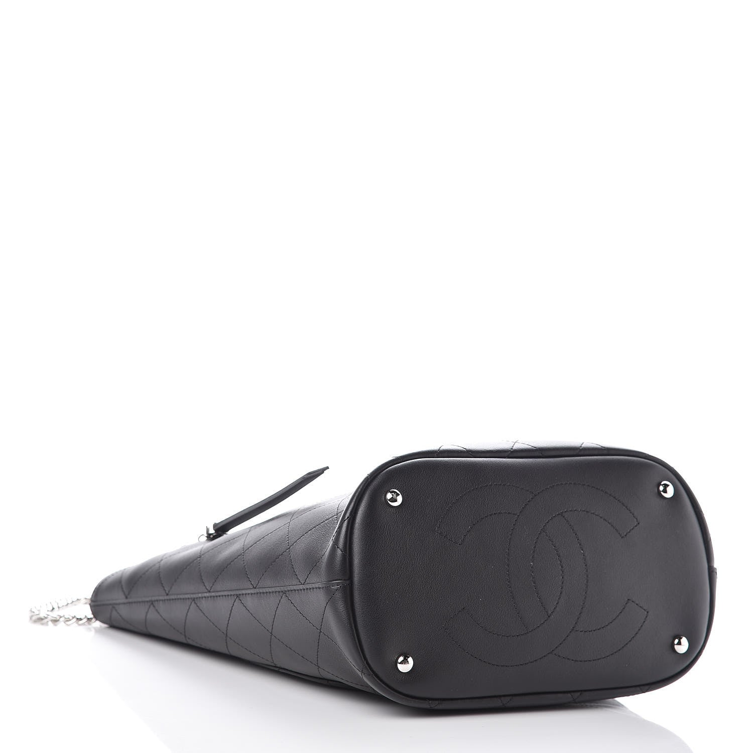 Chanel Calfskin Stitched Bucket Bag Black 4 of 12