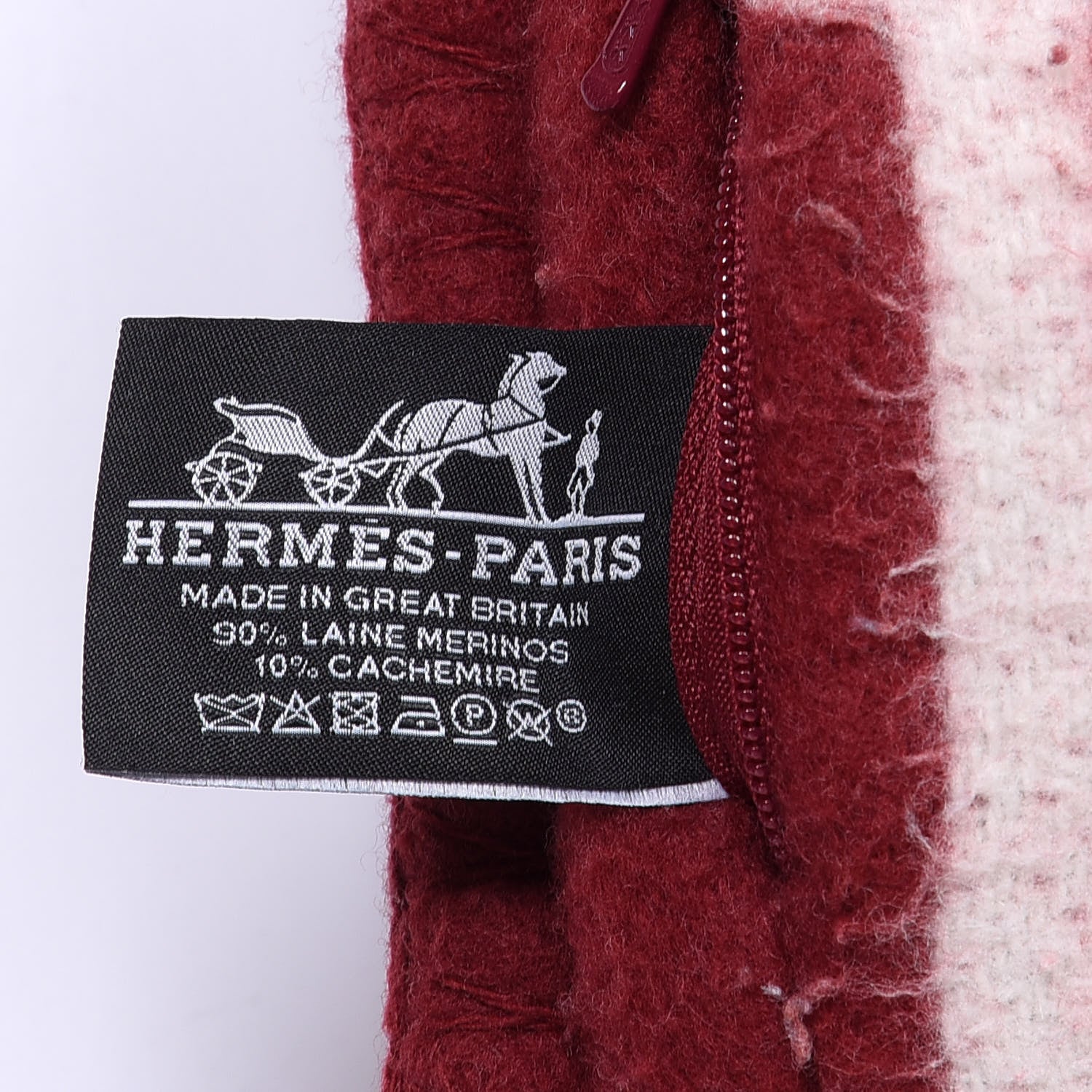 Hermes Wool Cashmere Avalon III Pillow PM Ecru Rouge 3 of 3