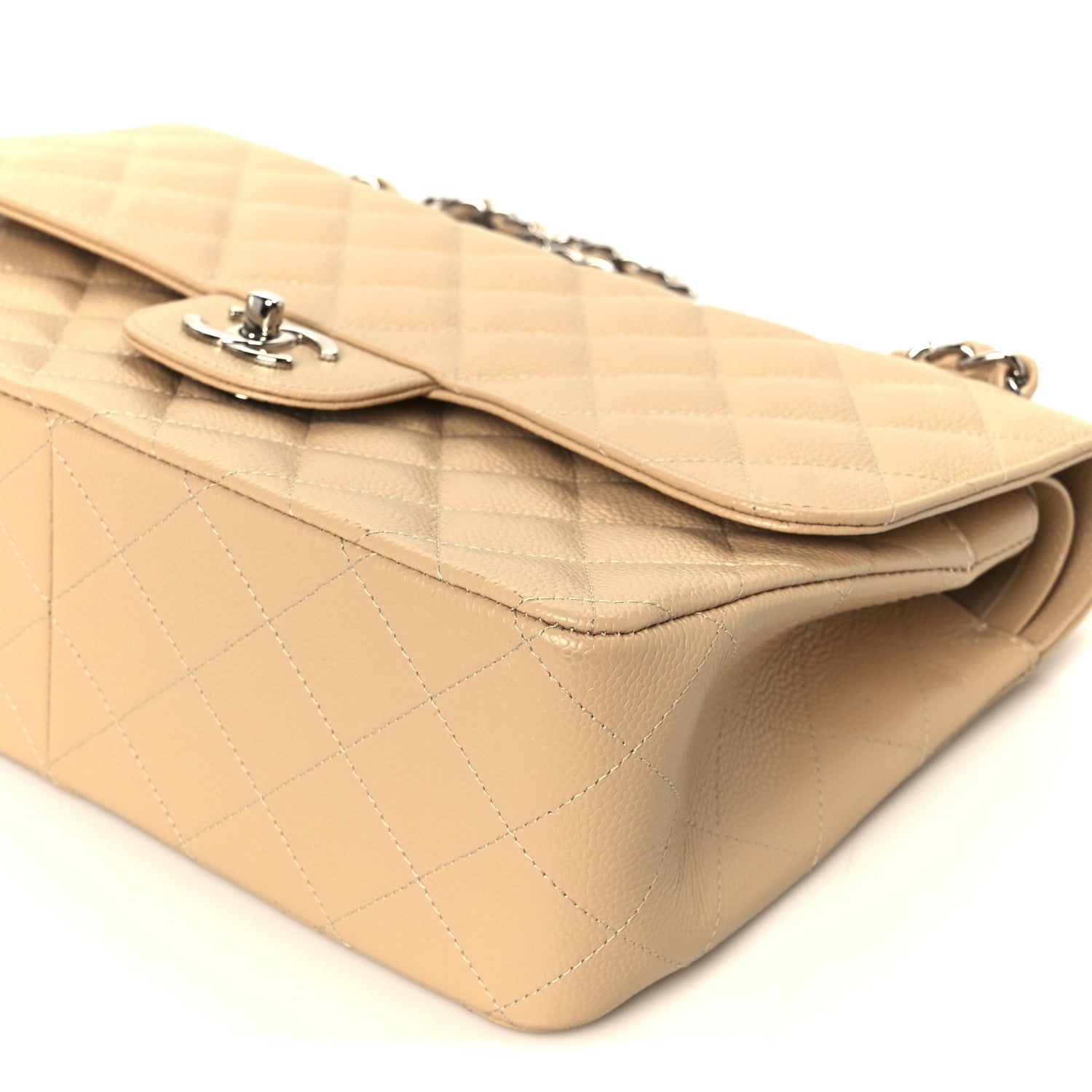 Chanel Caviar Quilted Jumbo Double Flap Beige 11 of 12