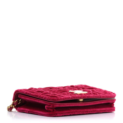 Chanel Velvet Quilted Camellia Velvet Flap Coin Purse With Chain Fuchsia 3 of 14