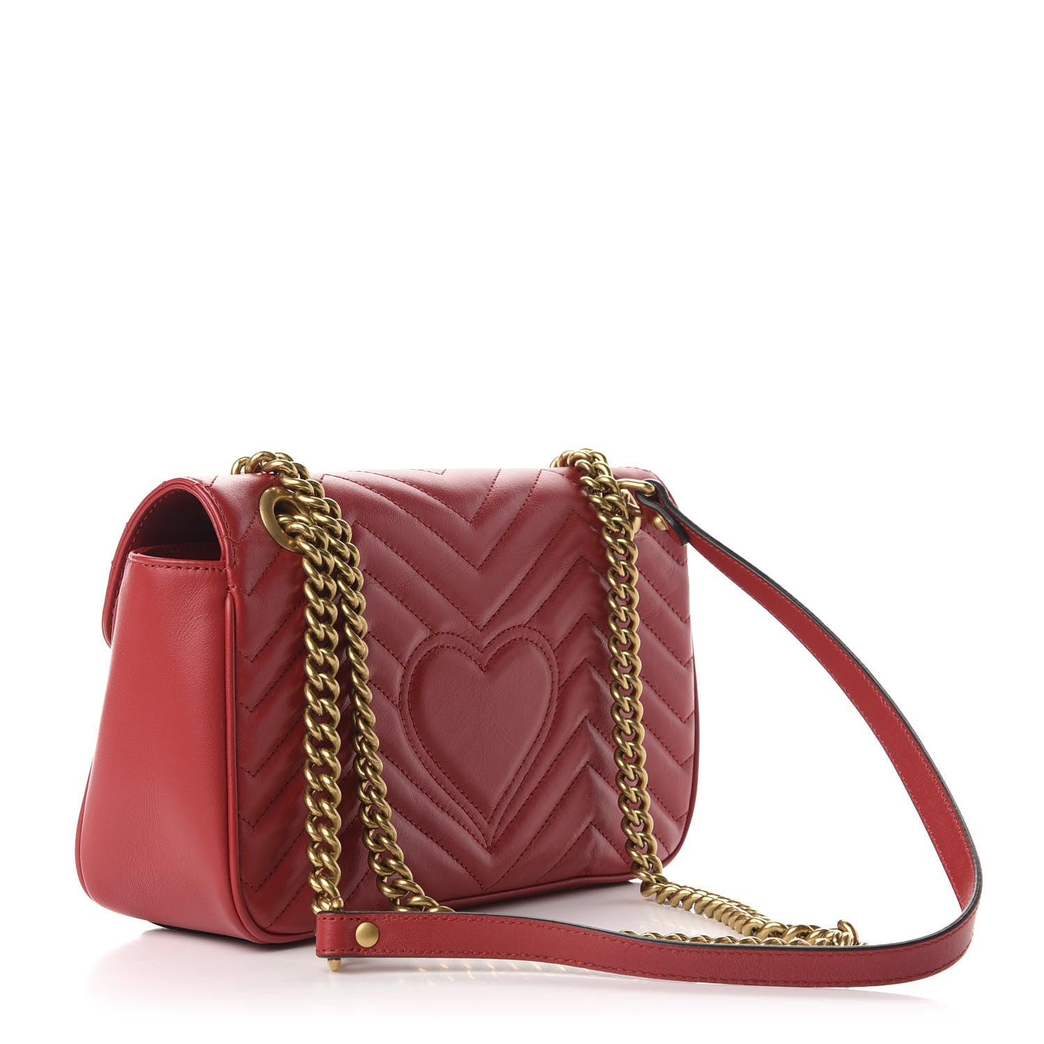 Gucci Calfskin Matelasse Small GG Marmont Shoulder Bag Hibiscus Red 4 of 12