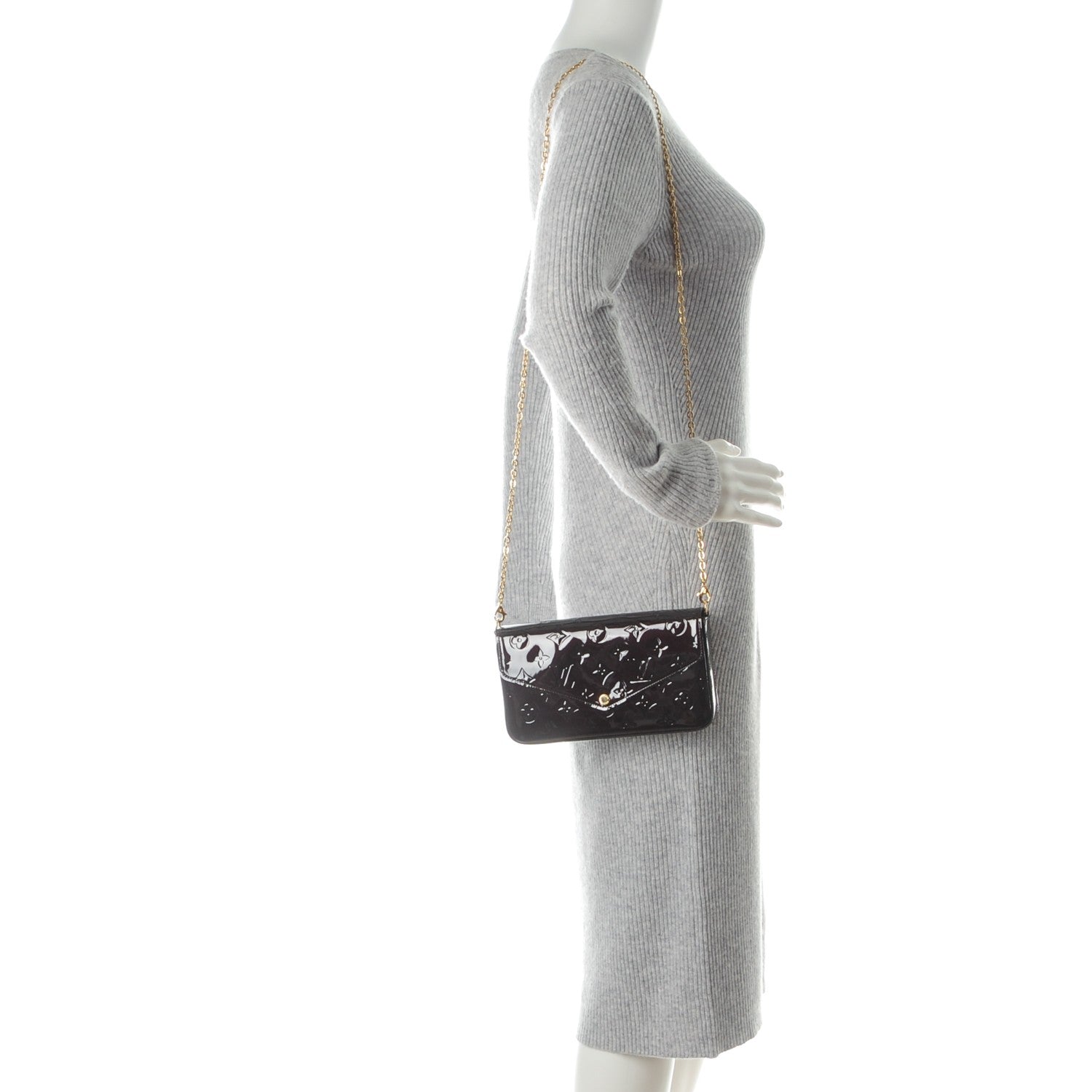 Louis Vuitton Vernis Pochette Felicie Chain Wallet Amarante 2 of 10