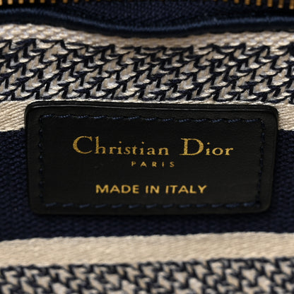 Christian Dior Canvas Toile De Jouy Embroidered Medium Lady D-Lite Navy 6 of 13