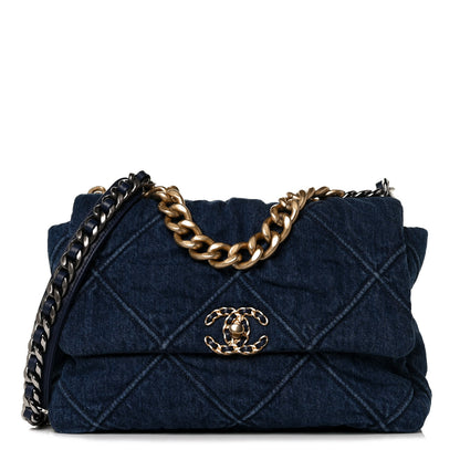 Chanel Denim Quilted Large Chanel 19 Flap Blue 1 of 8