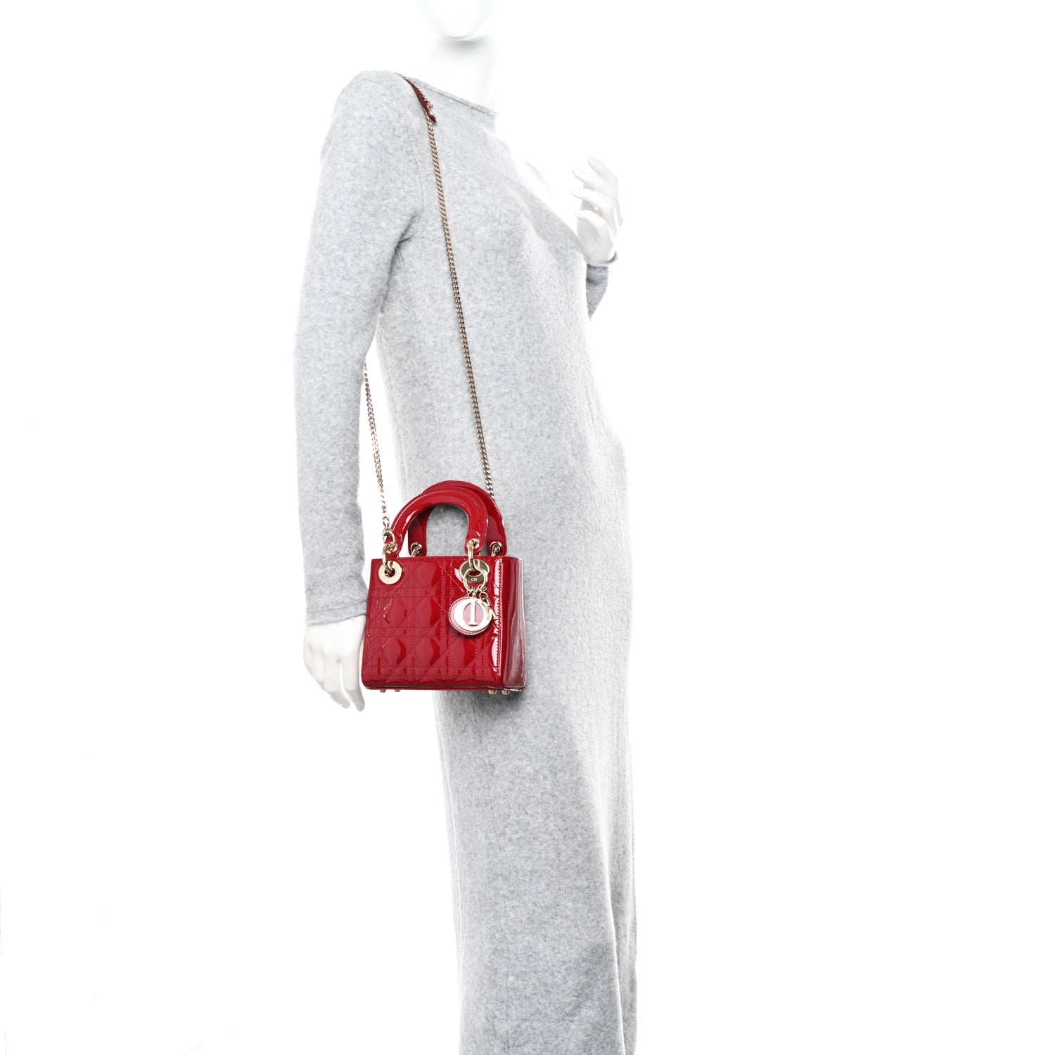 Christian Dior Patent Cannage Mini Lady Dior Red 2 of 12