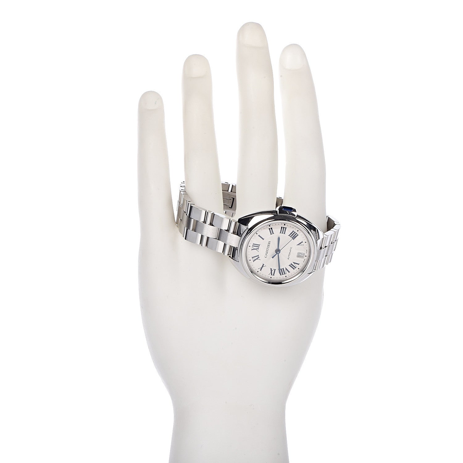 Cartier Stainless Steel 35mm Cle De Automatic Watch 2 of 7