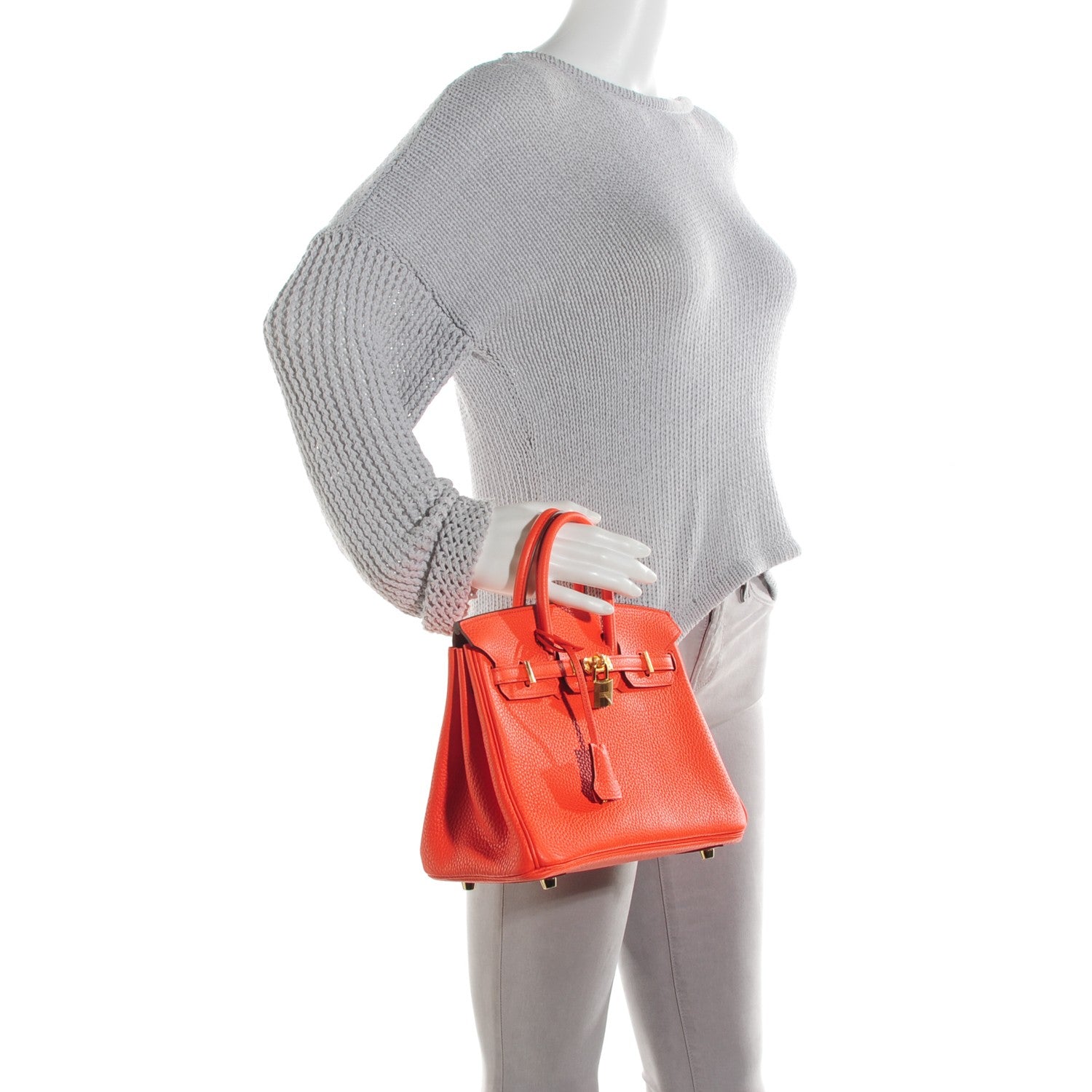 Hermes Taurillon Clemence Birkin 25 Orange Poppy 2 of 20