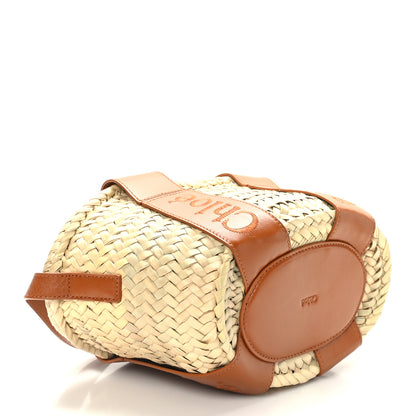 Chloe Raffia Smooth Calfskin Small Sense Basket Caramel 4 of 8