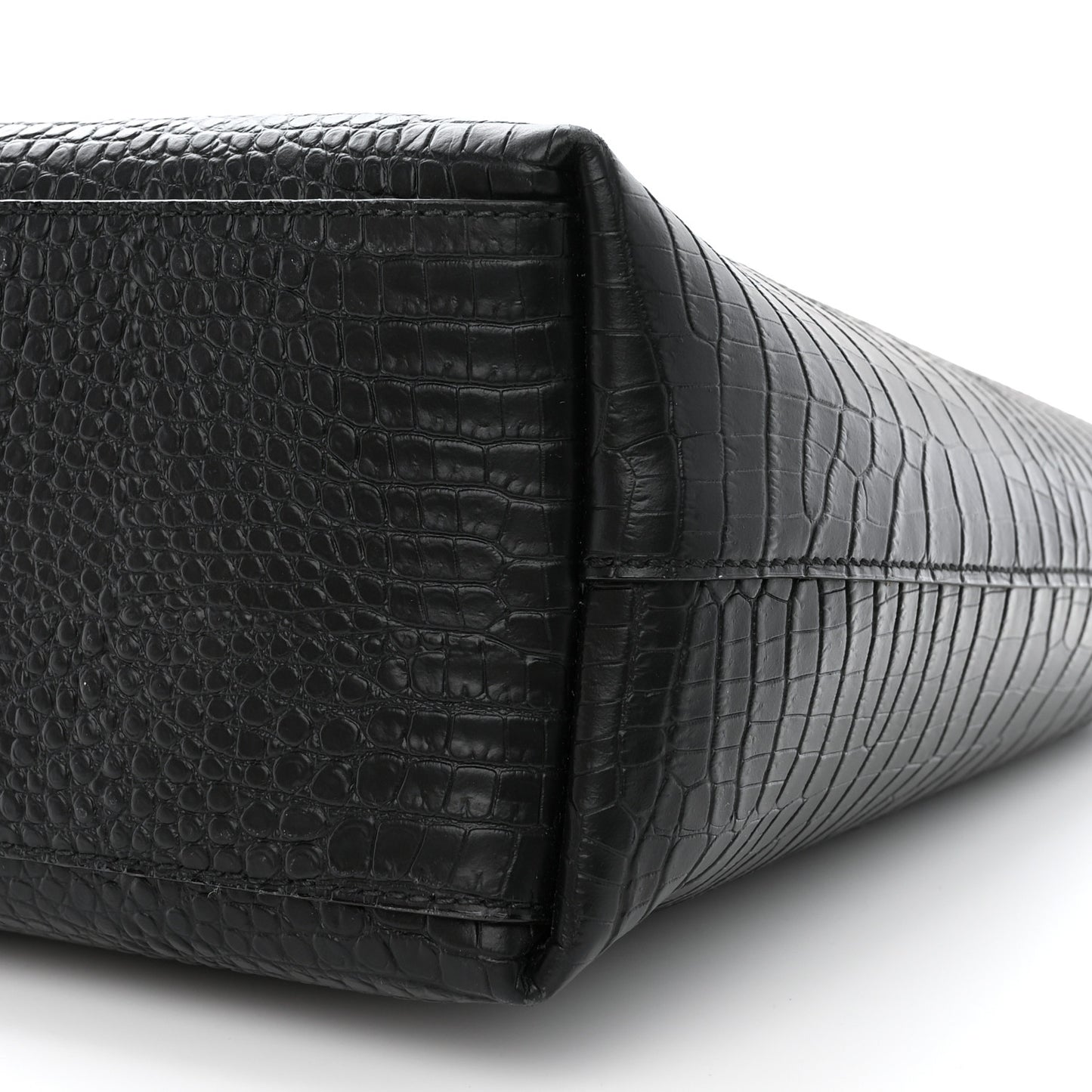 Calfskin Crocodile Embossed Nine2Five East West Tote Black