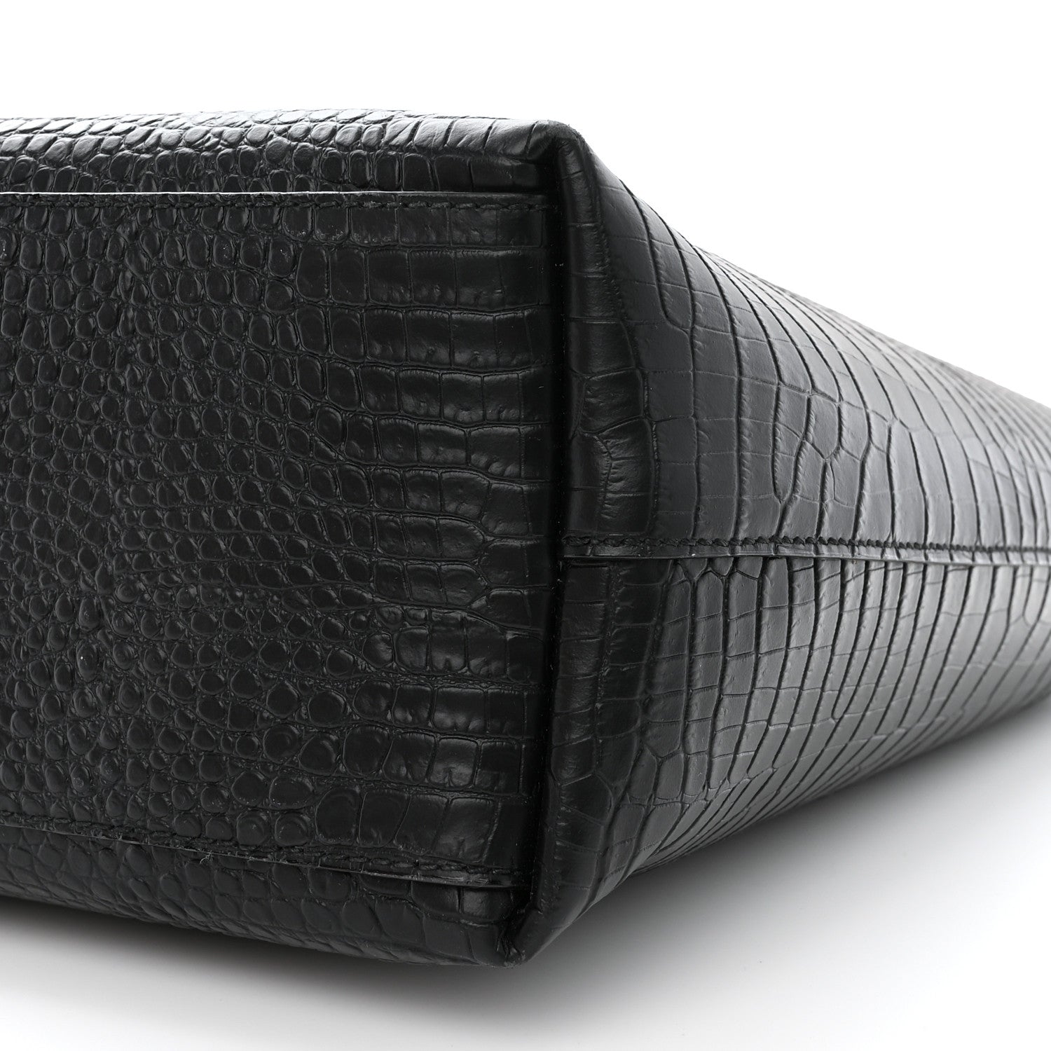 Jimmy Choo Calfskin Crocodile Embossed Nine2Five East West Tote Black 11 of 15