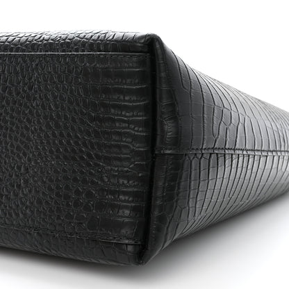 Jimmy Choo Calfskin Crocodile Embossed Nine2Five East West Tote Black 11 of 15