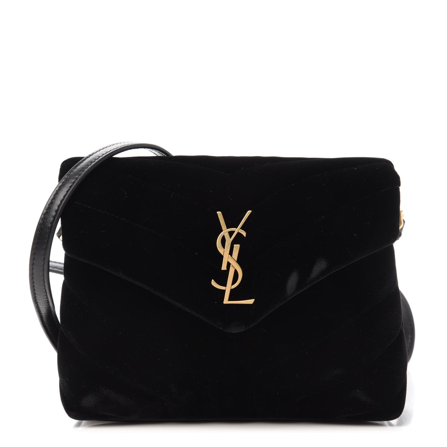 Velvet Y Quilted Monogram Toy Loulou Chain Satchel French Black