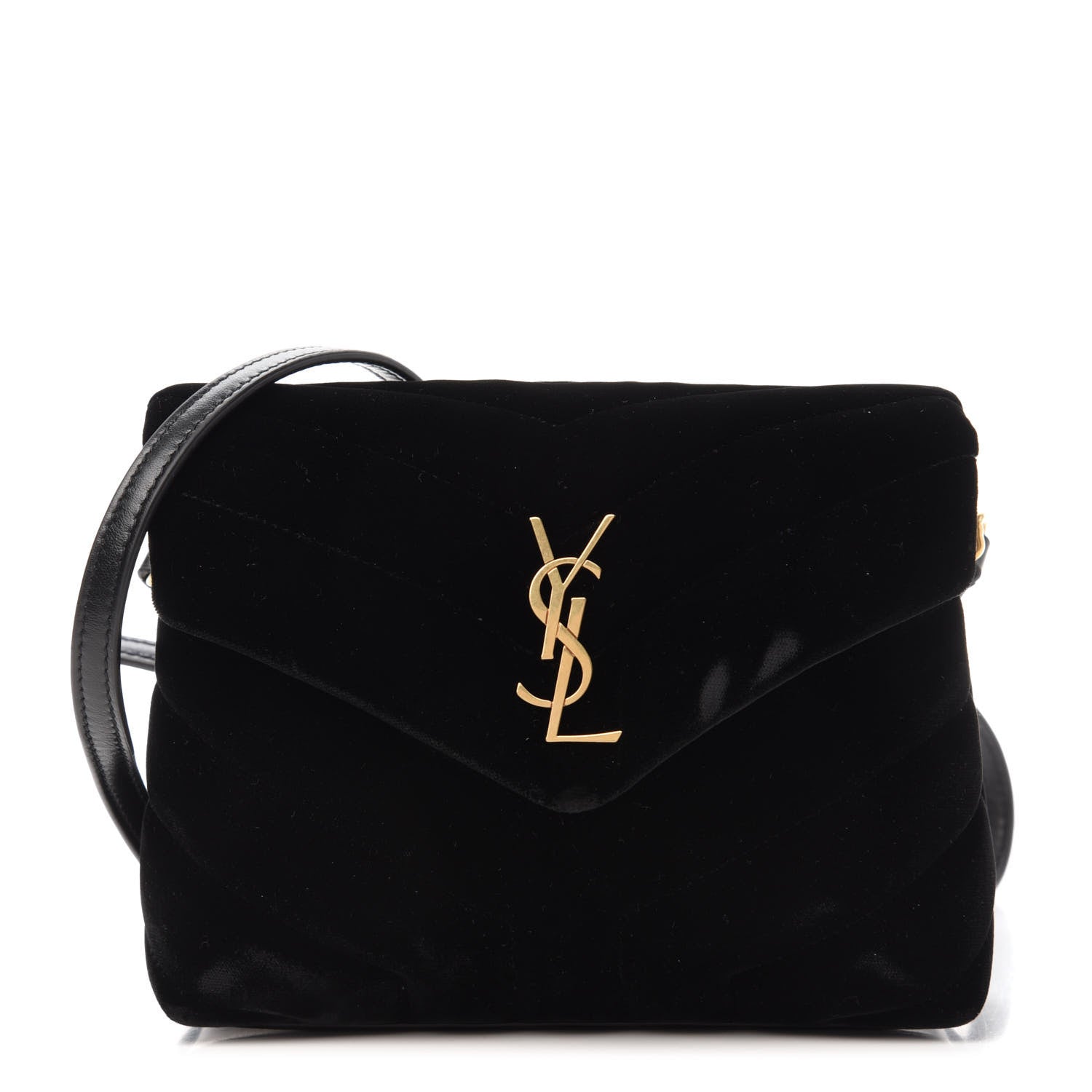 Saint Laurent Velvet Y Quilted Monogram Toy Loulou Chain Satchel French Black 1 of 13