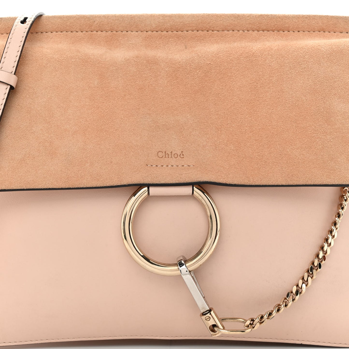 Calfskin Suede Medium Faye Shoulder Bag Cement Pink