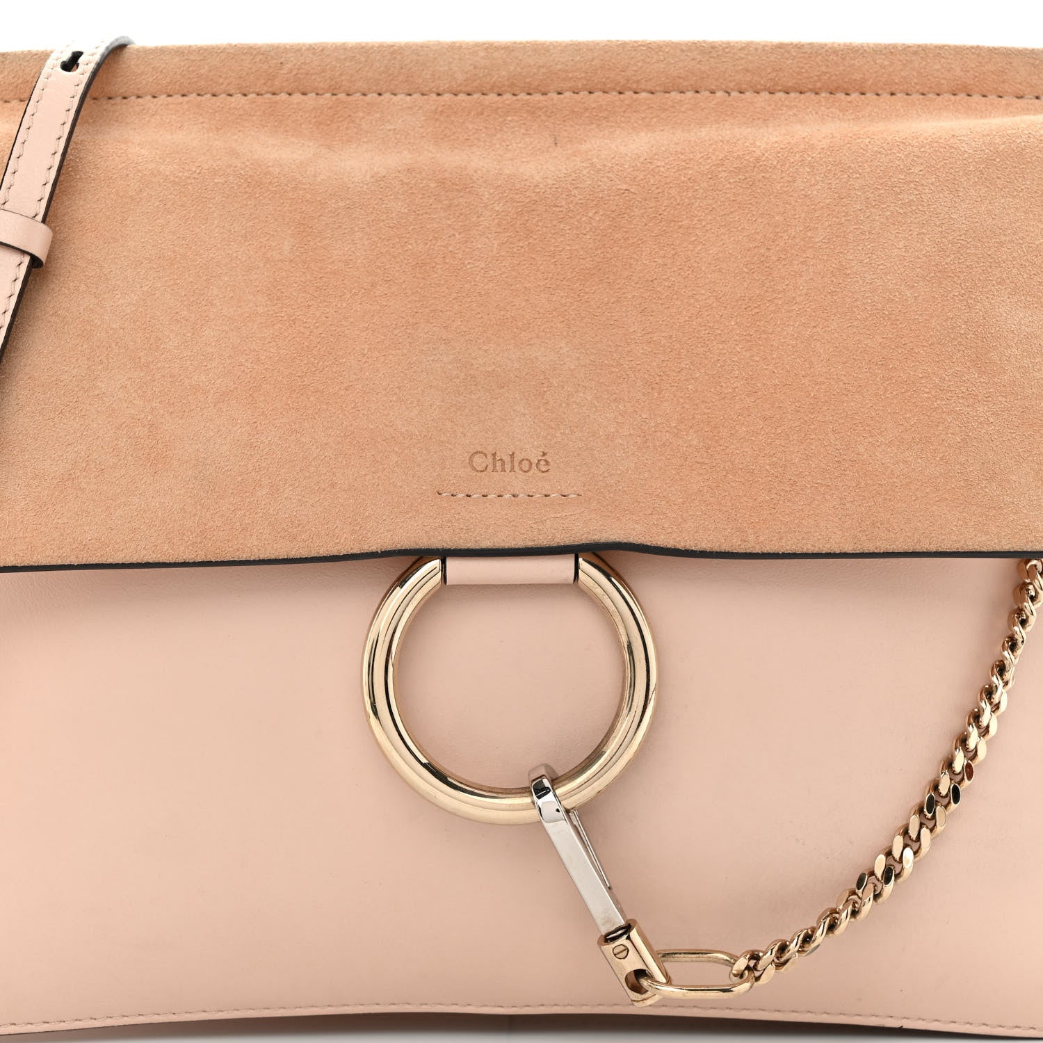 Chloe Calfskin Suede Medium Faye Shoulder Bag Cement Pink 7 of 11