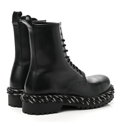 Balenciaga Calfskin Woven Detail Mens Combat Boots 40 Black 4 of 8