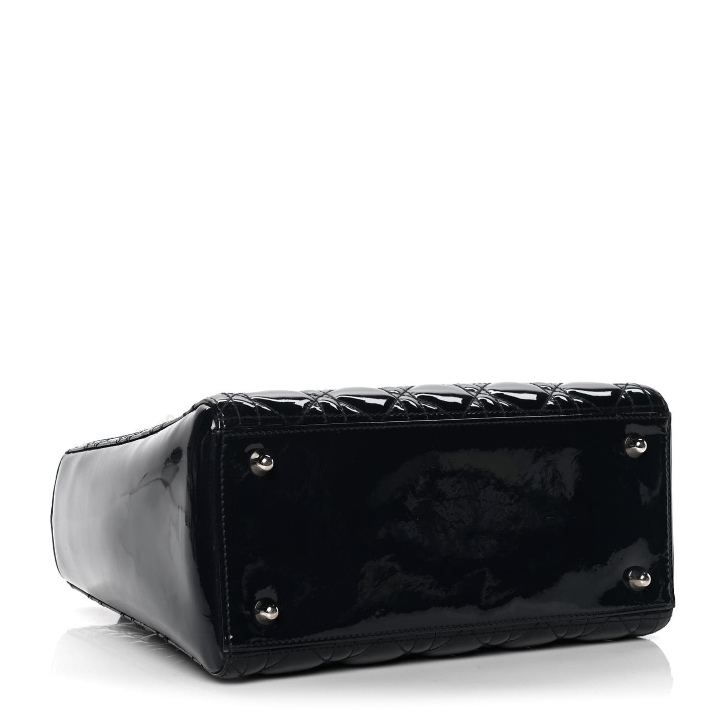 Patent Cannage Medium Lady Dior Navy Blue