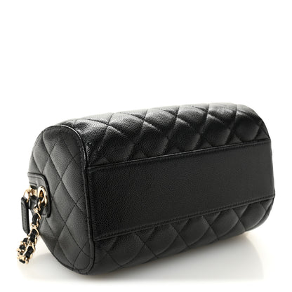 Chanel Caviar Quilted Barrel Clutch With Chain  Black 4 of 10
