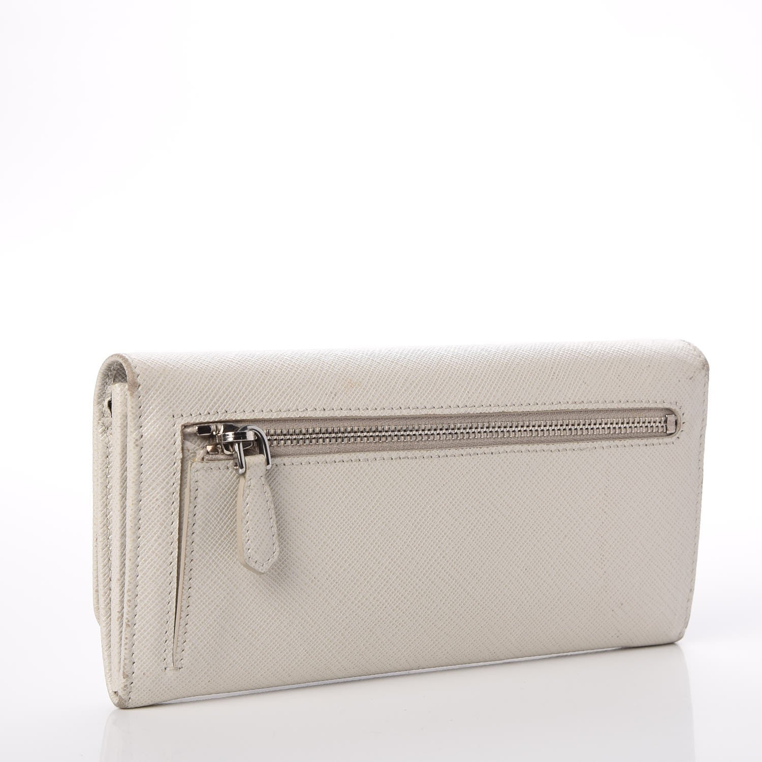 Prada Saffiano Bi-Color Trend Continental Wallet Talco Black 3 of 12