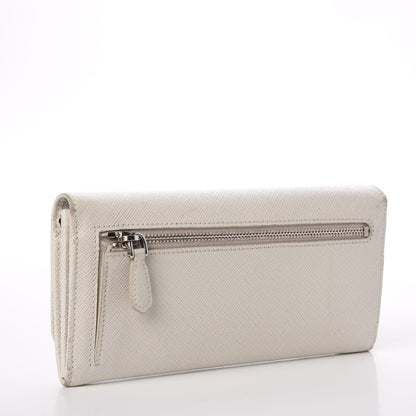 Prada Saffiano Bi-Color Trend Continental Wallet Talco Black 3 of 12