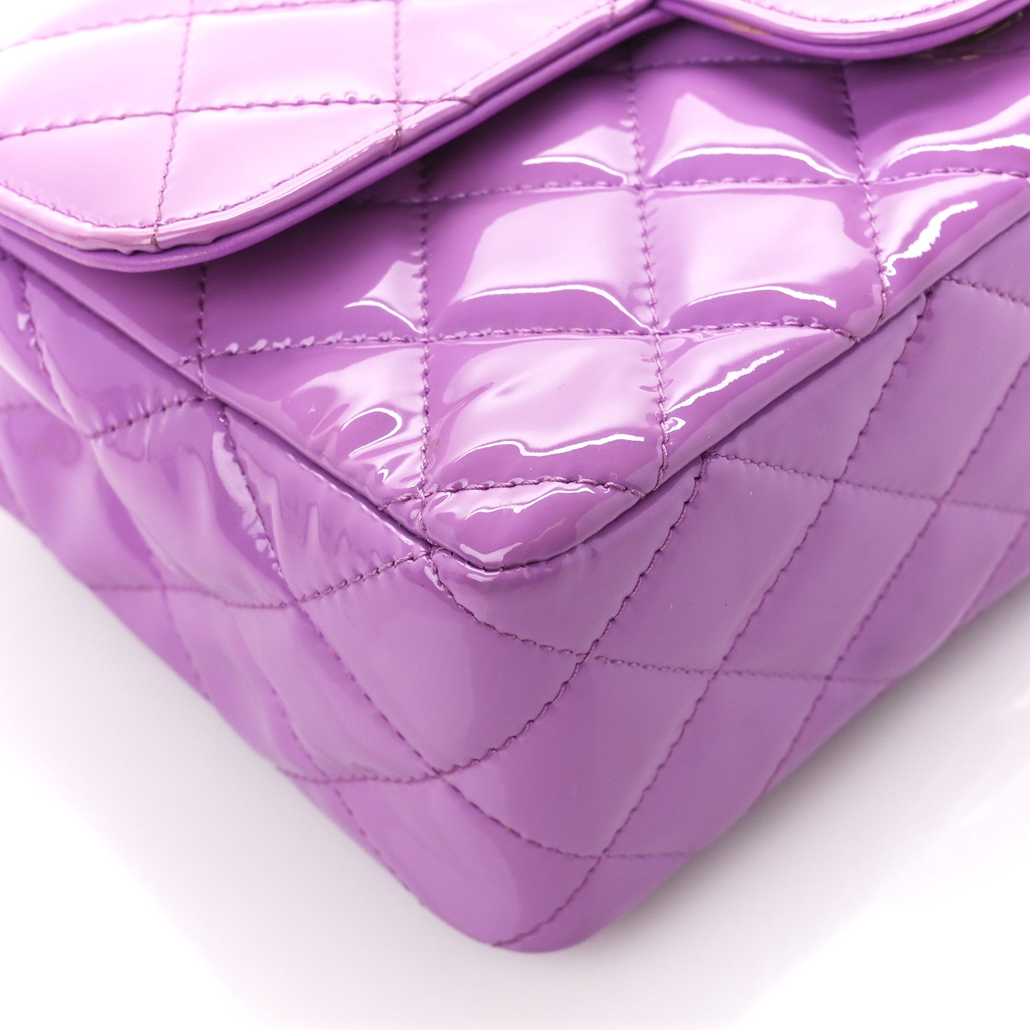 Chanel Patent Quilted Mini Rectangular Flap Purple 10 of 11