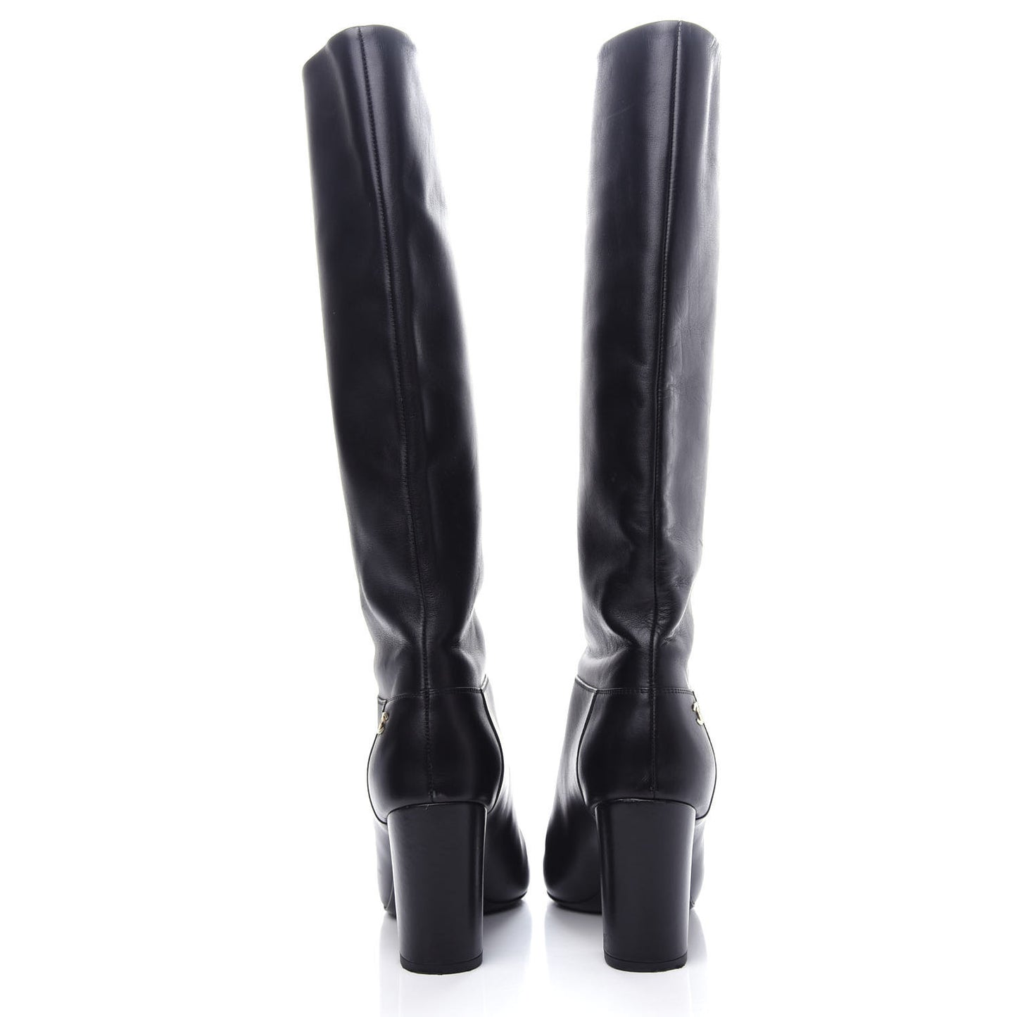 Calfskin CC Knee High Boots 37.5 Black