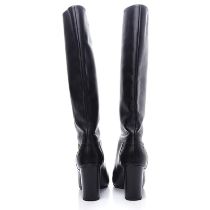 Chanel Calfskin CC Knee High Boots 37.5 Black 7 of 10