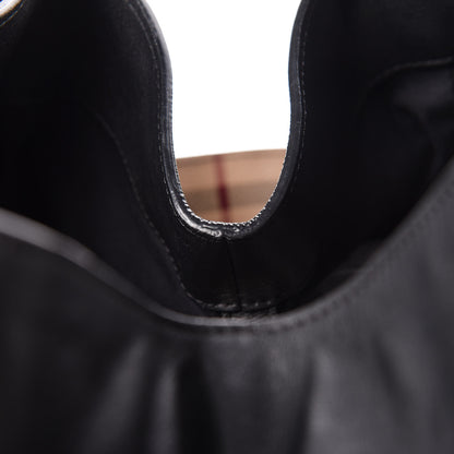 Burberry Calfskin Haymarket Check Small Canterbury Tote Black 15 of 19