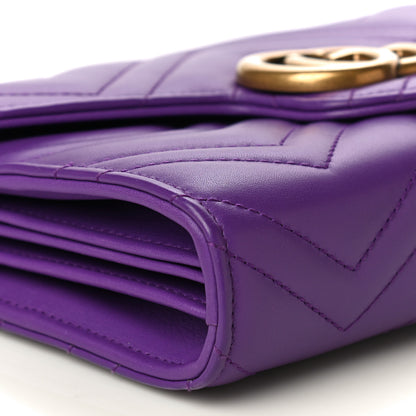 Gucci Calfskin Matelasse GG Marmont Chain Wallet Shine Purple 8 of 12