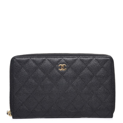 Chanel Caviar Quilted Large Zip Around Organizer Wallet Black 1 of 8