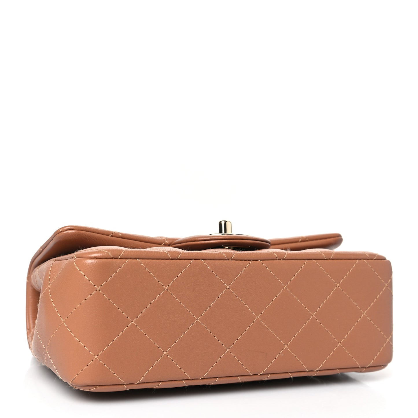 Lambskin Quilted Mini Rectangular Flap Brown