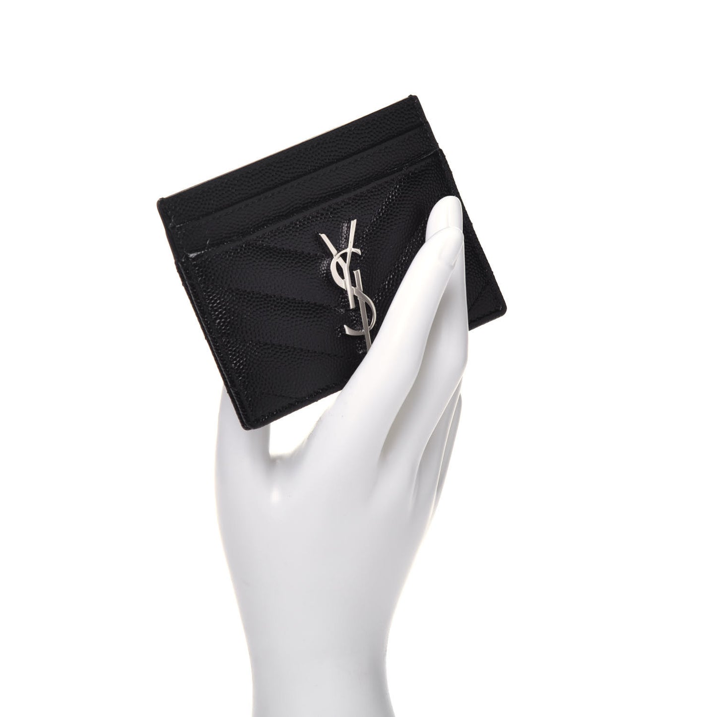 Grain De Poudre Matelasse Chevron Monogram Credit Card Case Black