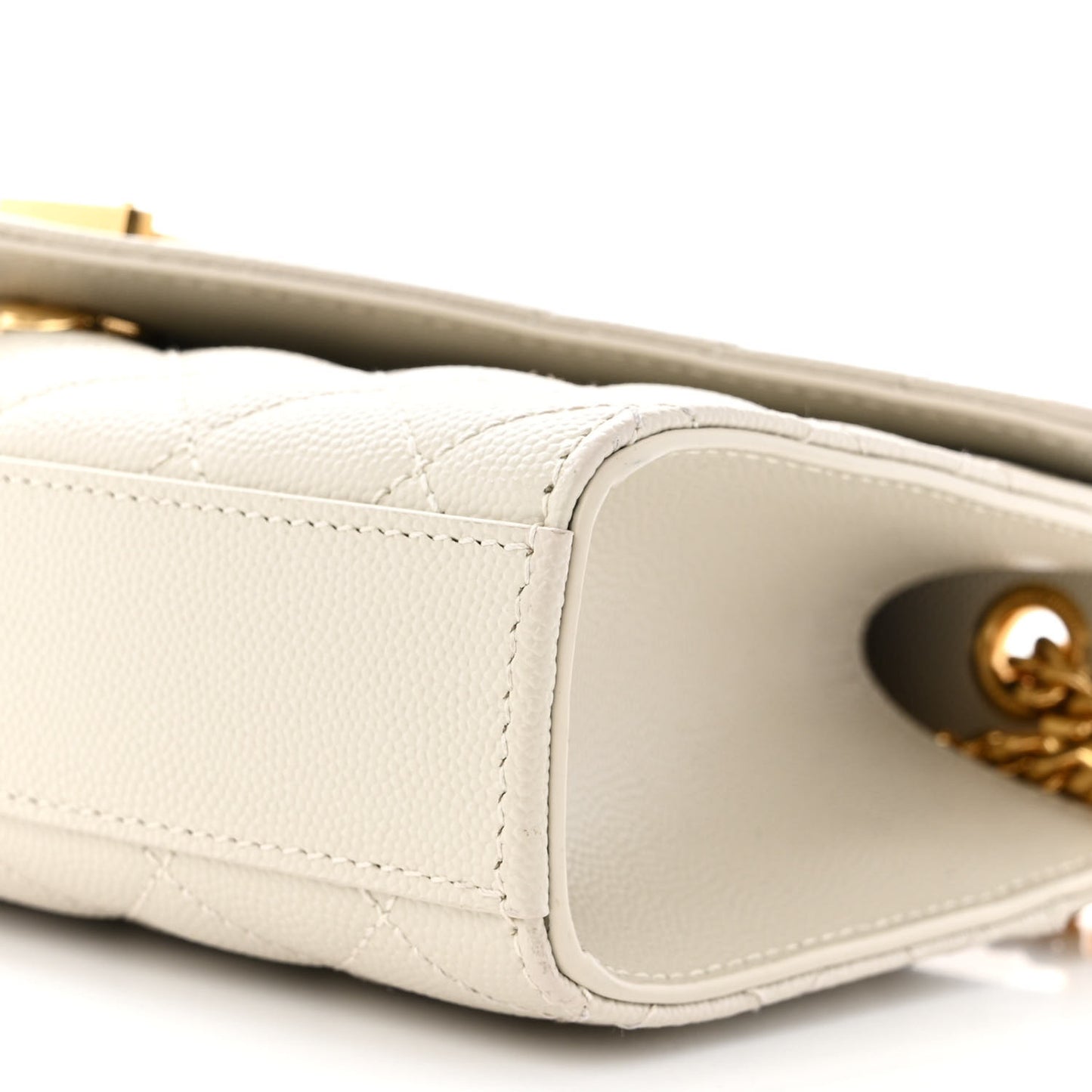 Grain De Poudre Textured Mixed Matelasse Triquilt Small Monogram Satchel Crema Soft