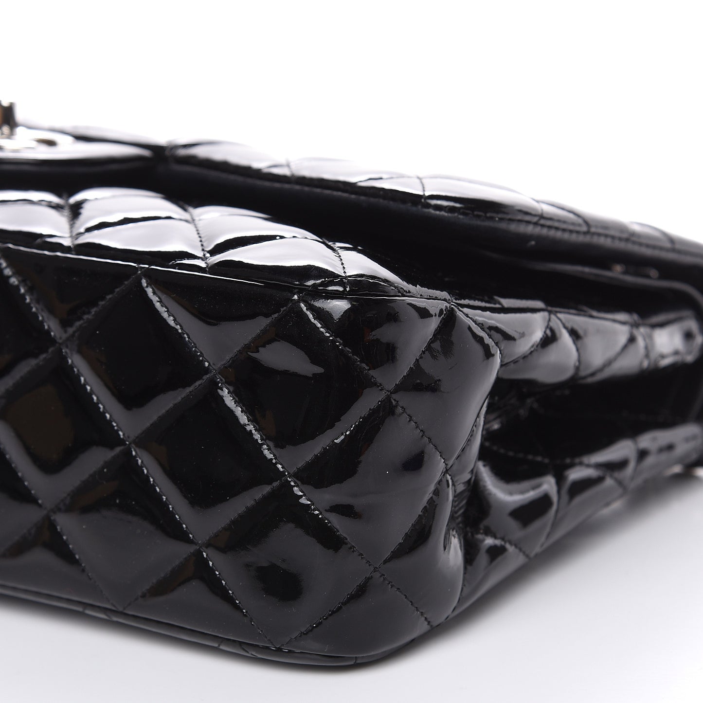 Patent Quilted Jumbo Double Flap Black