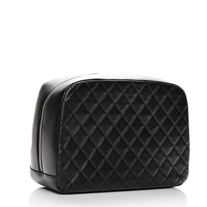 Chanel Lambskin Quilted Large Curvy Pouch Cosmetic Case Black 3 of 7