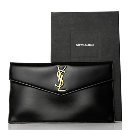 Saint Laurent Smooth Shiny Calfskin Monogram Uptown Pouch Black 7 of 7